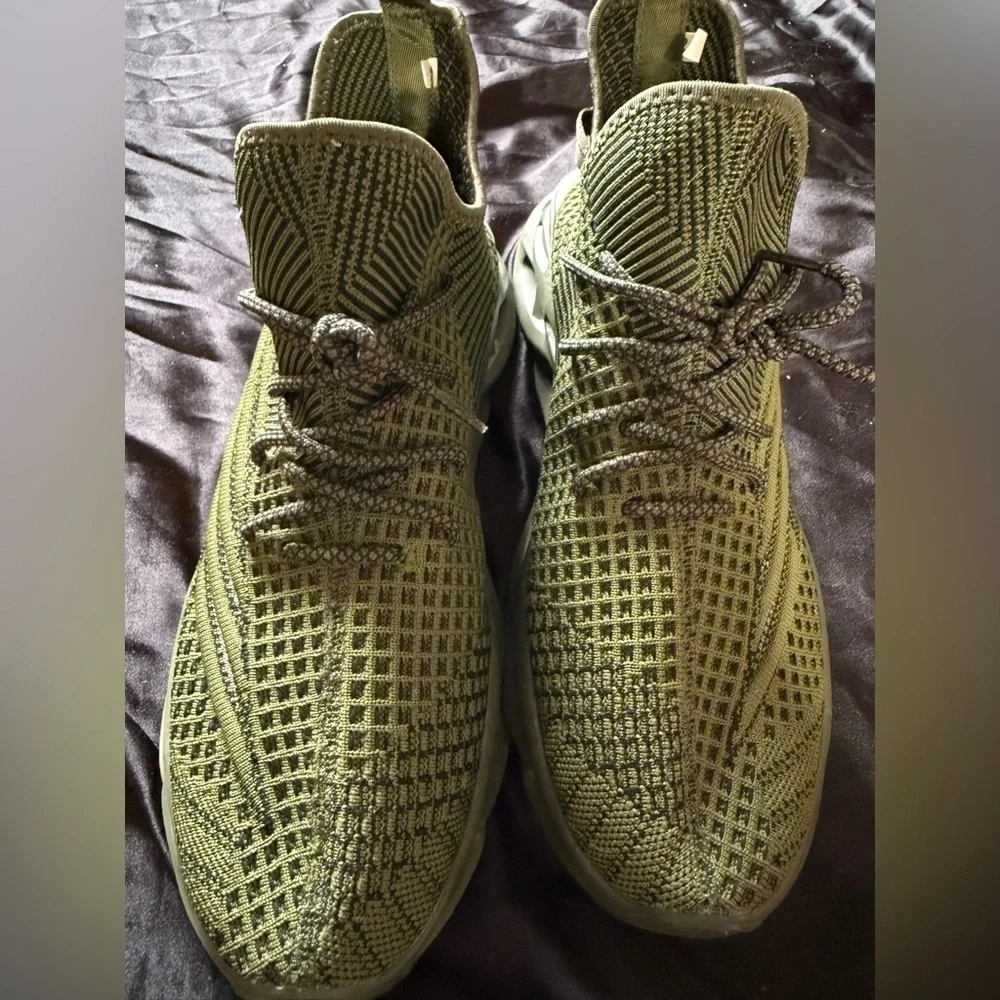 Green Knit High-Top Sneakers
